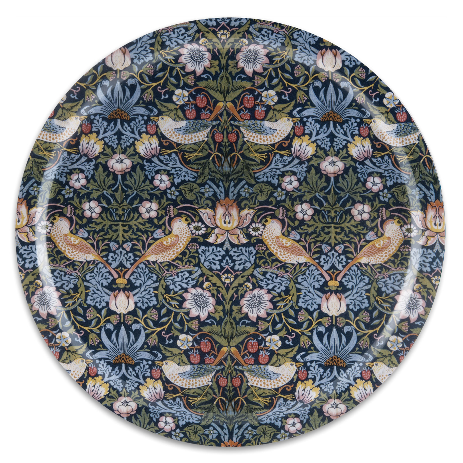 Åry Trays Tablett Strawberry Theif  von William Morris 49 cm, rund, Birkenholz