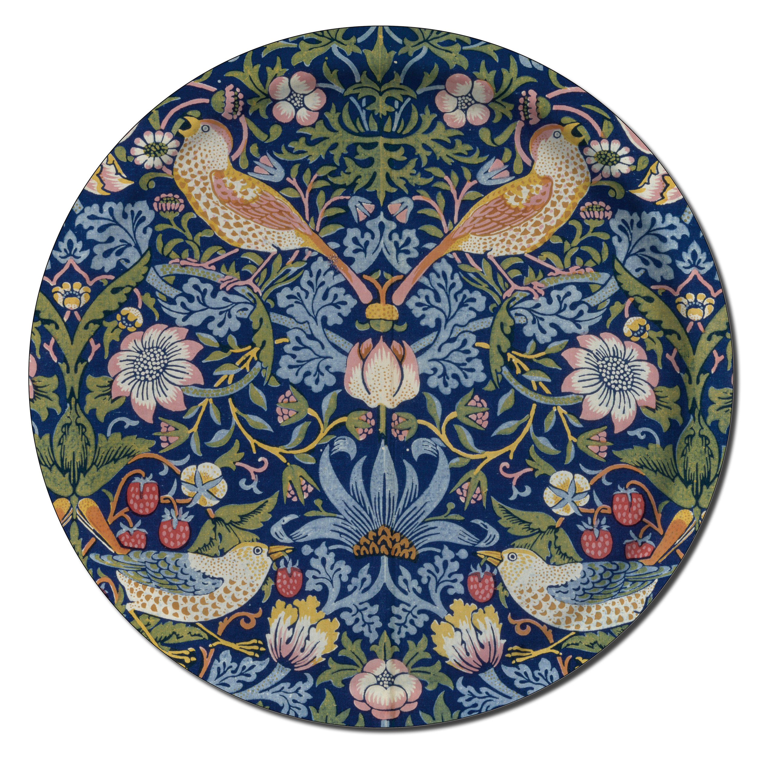 Åry Trays Tablett Strawberry Theif  von William Morris 38 cm, rund, Birkenholz