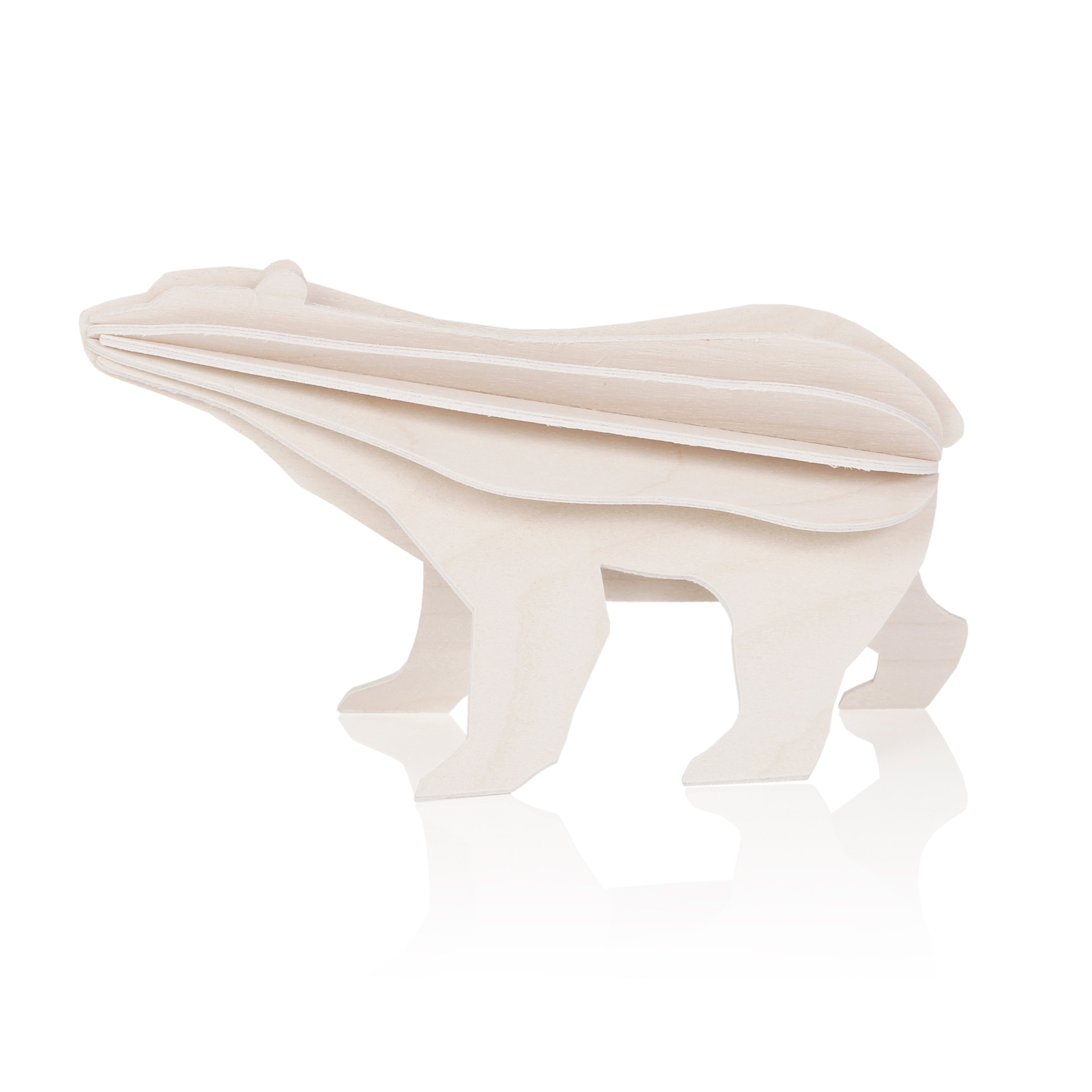 Lovi  3D Eisbär  als Aufsteller 7 cm Birkenholz weiss
