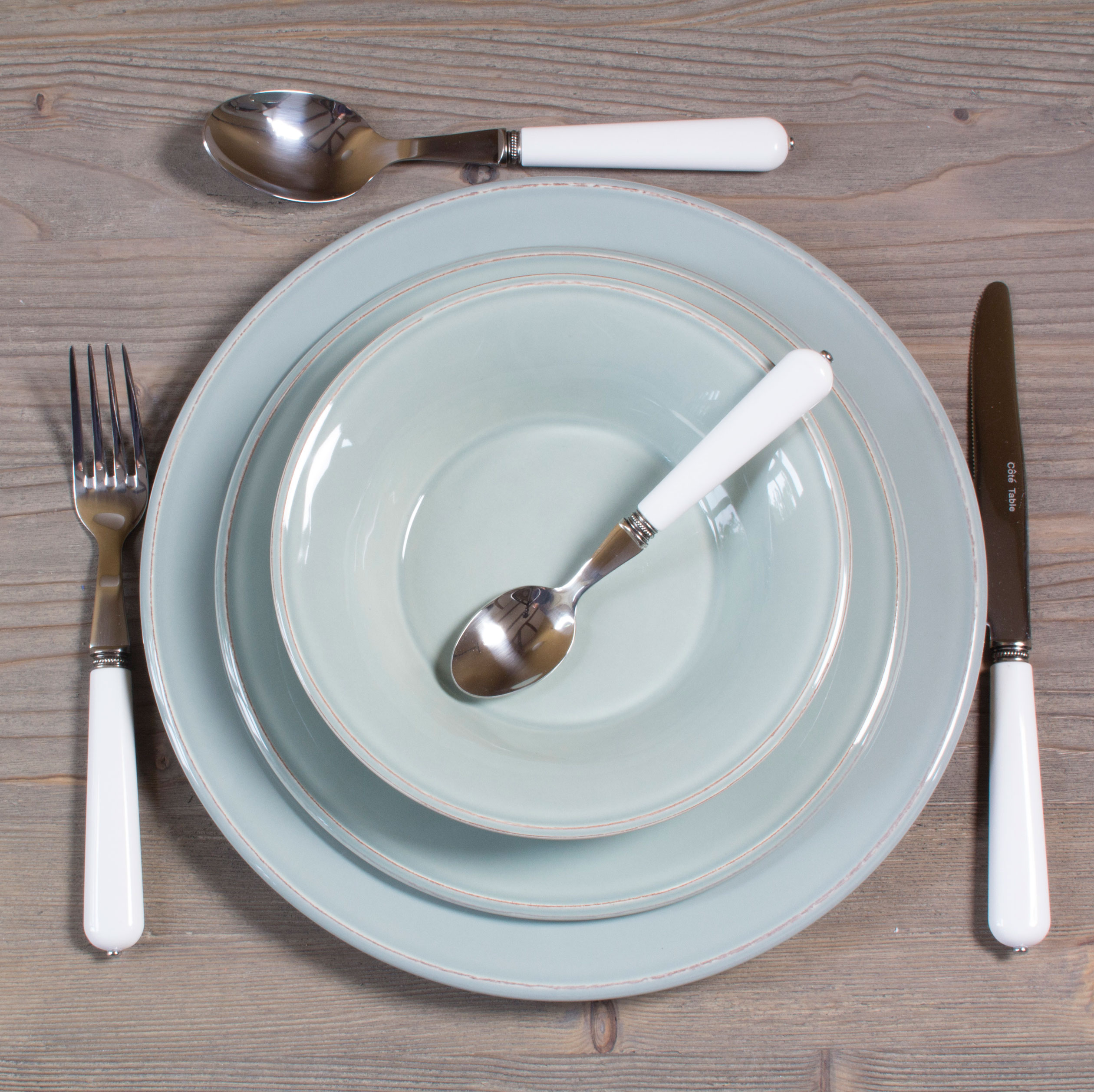 cote-table-Constance-Mueslischale-19cm-seegruen mit Dessertteller und Speiseteller