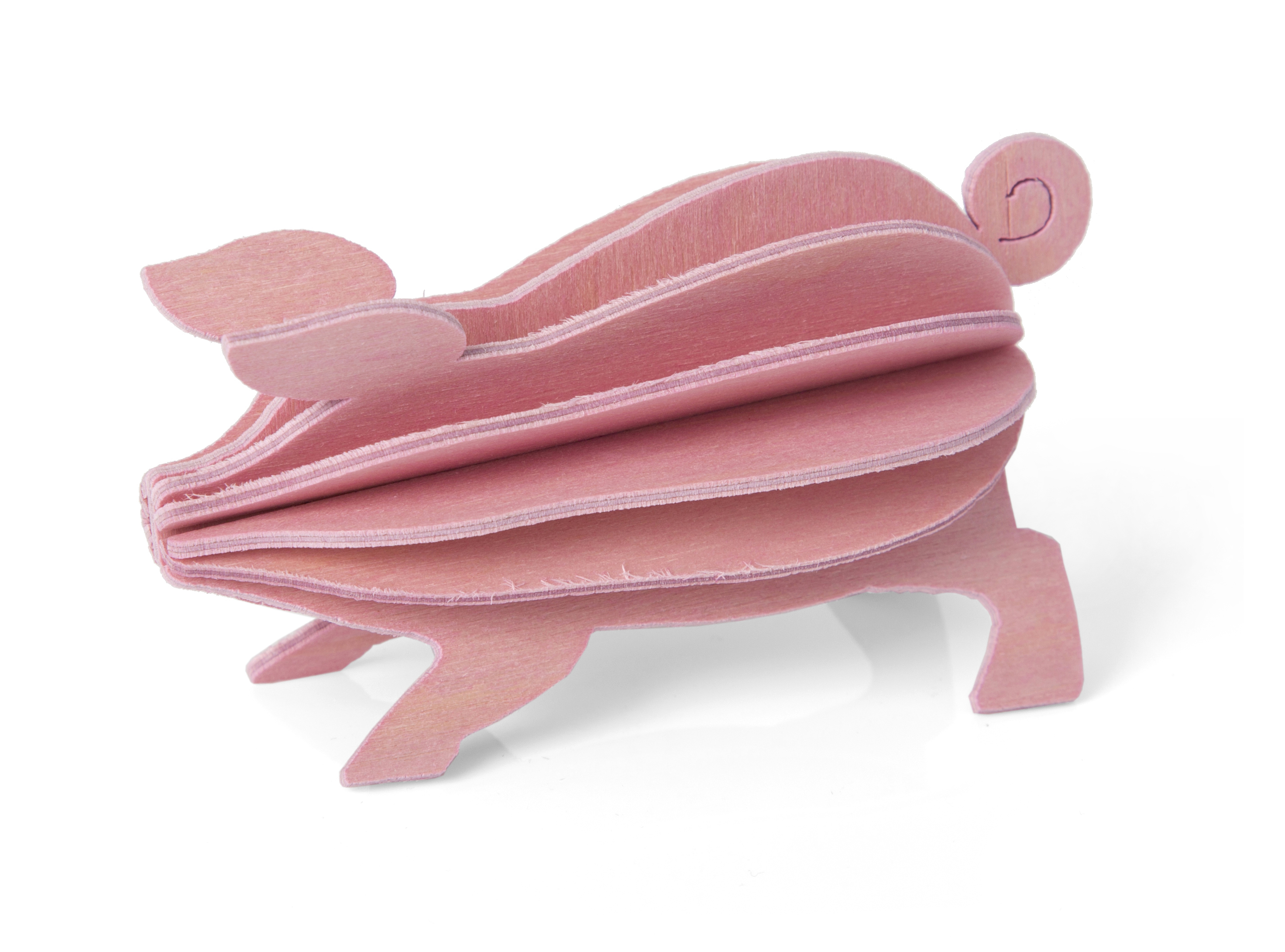 Lovi  3D Glücksschwein als Aufsteller 6 cm Birkenholz zartrosa