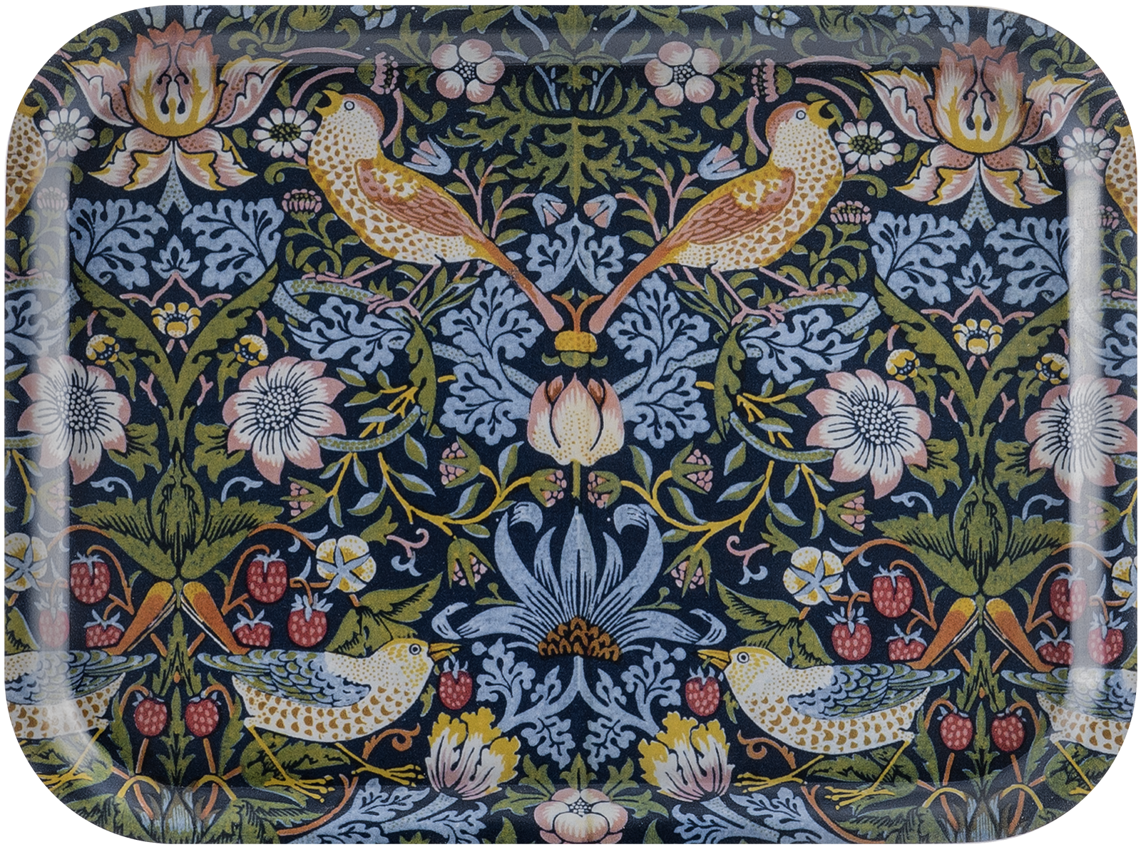Åry Trays Tablett Strawberry Theif  von William Morris 38 cm, Birkenholz 27 x 20cm
