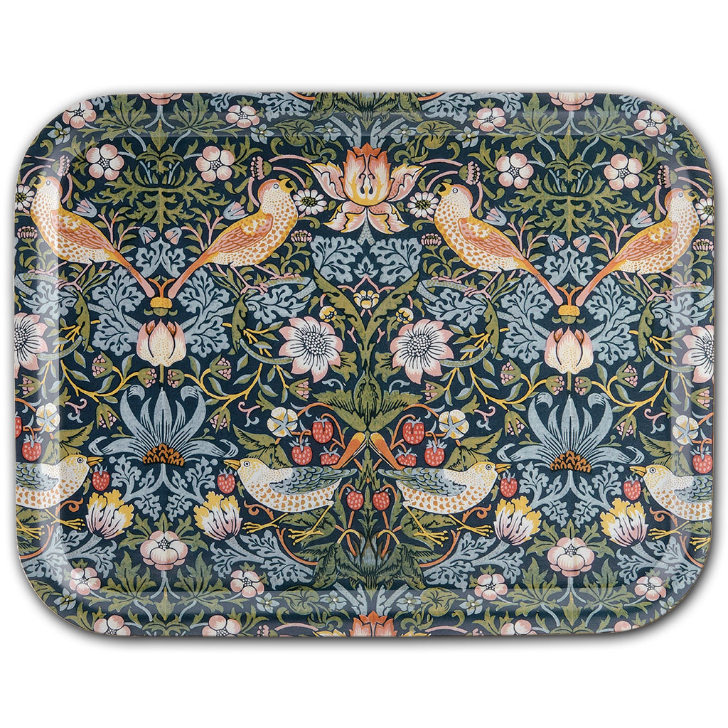 Åry Trays Tablett Strawberry Theif  von William Morris 36 x 28 cm, Birkenholz