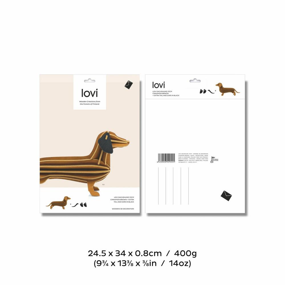 Lovi Dackel zimtbraun 31 cm gross, Verpackung