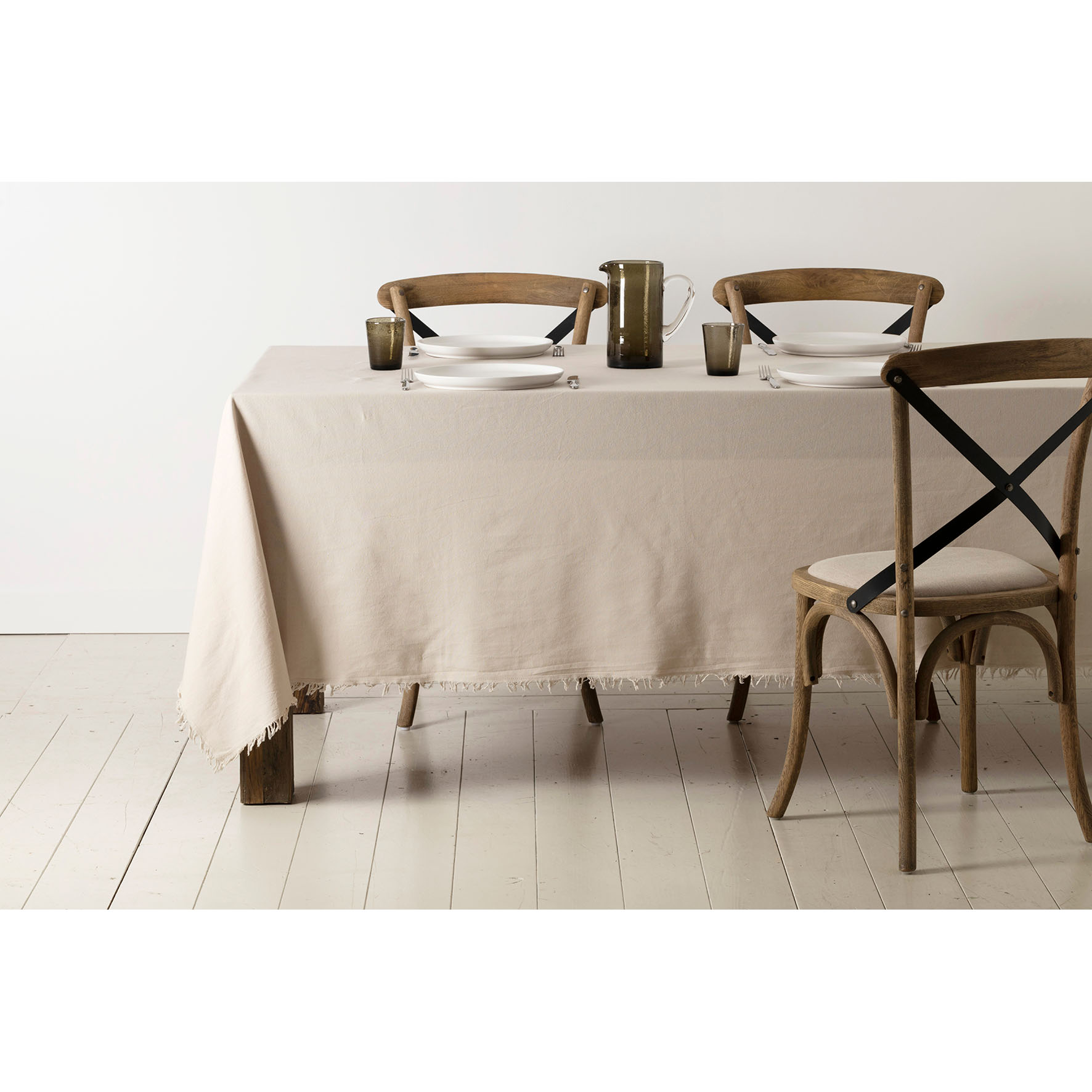 Tischdecke Landhaus natur Baumwolle 320x160 cm